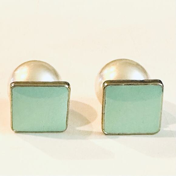 4 Double Sided Pearl Back Enamel Earrings Monogram Blanks - Picture 2 of 3